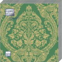 Салфетки 330х330 мм 3-сл., диз. "Royal.Золото на зеленом", зелено-золот., бум., 20 шт/упак "Bouquet" 12 упак/кор РОССИЯ 37015