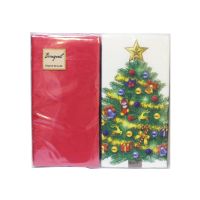 Салфетки 330х330 мм 2-сл., диз. "Новогодняя ель на красном", разноцв., бум., 20 шт/упак "Bouquet" 15 упак/кор РОССИЯ 42476