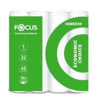 Бумага туалетная для диспенсеров Focus, 1-слойные, 45 м, 32 рулона в упаковке