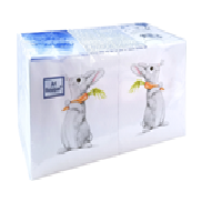 Салфетки 200х200 мм 2-сл., диз. "Кролик и морковка", разноцв., бум., 250 шт/упак "Bouquet" 6 упак/кор РОССИЯ 25091