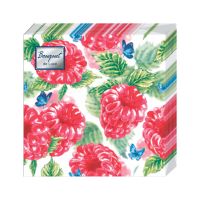 Салфетки 240х240 мм 3-сл., диз. "Малинка", разноцв., бум., 25 шт/упак "Bouquet" 15 упак/кор РОССИЯ 25678/37092