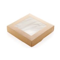 Контейнер 1500 мл, 200х200х45 мм, с окном, неразъем.крышка, крафт-бел., карт., 25 шт/упак "OSQ" Eco TaBox Pro 225 шт/кор РОССИЯ OSQ TABOX PRO 1500 (225)