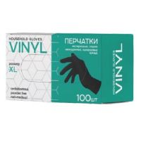 Перчатки виниловые, р-р XL, неопудрен., черн., 50 пар/упак 10 упак/кор КИТАЙ V005BK