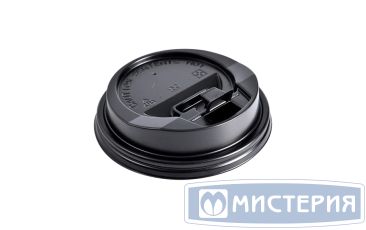 Крышка для стаканов, для холодного и горячего, d 90 мм, чёрная, с клапаном, полистирол