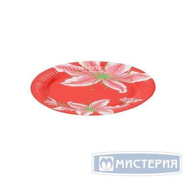 Тарелка одноразовая мелкая d180 мм, диз. "Бурбон", карт. лам., 6 шт/упак "Buffet Party" 150 шт/кор РОССИЯ