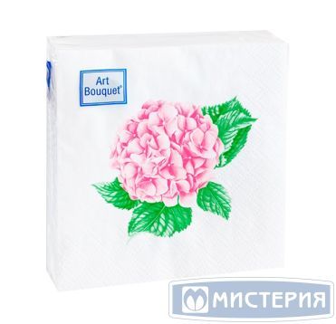 Салфетки 200х200 мм 2-сл., диз. "Розовая гортензия", разноцв., бум., 30 шт/упак "Bouquet" 26 упак/кор РОССИЯ 57613
