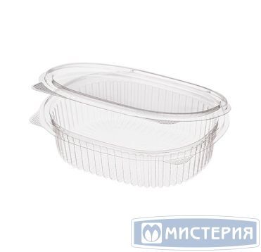 Контейнер 350 мл 1-секц., овал 159х130х40 мм, неразъем.крышка, прозр., ПЭТ, 375 шт/кор "Комус" 375 шт/упак РОССИЯ РКС-350 ПЭТ