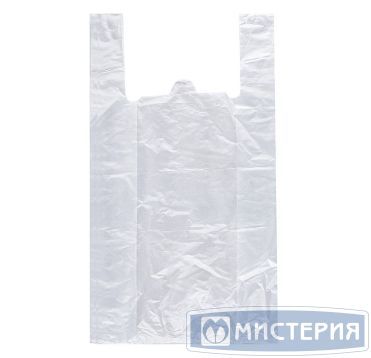 Пакет "Майка" [450+300]х750 мм 15 мкм, бел., ПНД, 100 шт/упак 10 упак/кор РОССИЯ