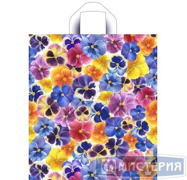 Пакет 380х420 мм, 37 мкм, с петлев. ручками, диз. "Цветочки", ПНД, 50 шт/упак "Тикопластик" 300 шт/кор РОССИЯ н00213101