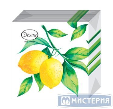 Салфетки 240х240 мм 1-сл., диз. "Лимон", разноцв., бум., 40 шт/упак "Desna Design" 32 упак/кор РОССИЯ 57583