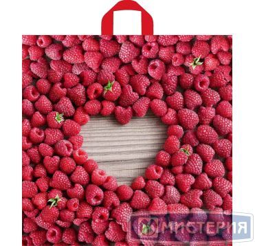 Пакет 440х420 мм, 70 мкм с петлев. ручками, диз. "Малина", ПВД, 50 шт/упак "Тикопластик" 300 шт/кор РОССИЯ н00117631