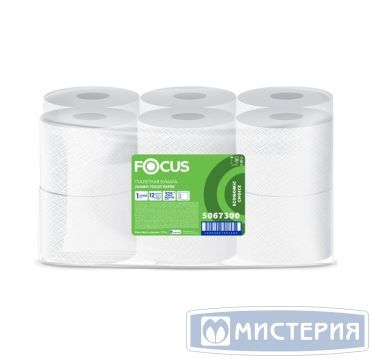 Бумага туалетная для диспенсеров 1-сл. "Focus" Eco Jumbo, бел., 525 м 12 рул/упак 12 рул/кор РОССИЯ 5067300