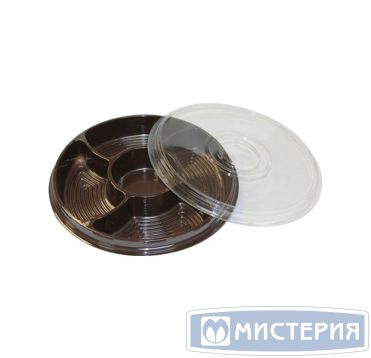 Менажница 850[5х170] мл 5-секц. d260хh40 мм, коричн., ПЭТ, 110 шт/кор 110 шт/упак РОССИЯ ТР-260 Д коричн.
