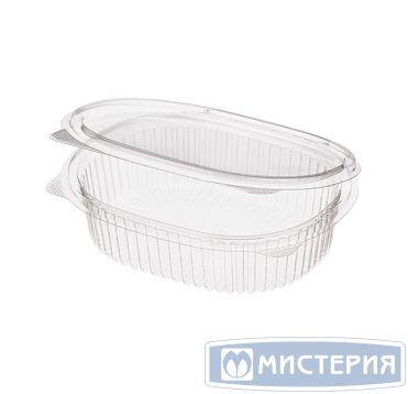 Контейнер 350 мл 1-секц., овал 159х130х40 мм, неразъем.крышка, прозр., ПЭТ, 375 шт/кор "Комус" 375 шт/упак РОССИЯ РКС-350 ПЭТ