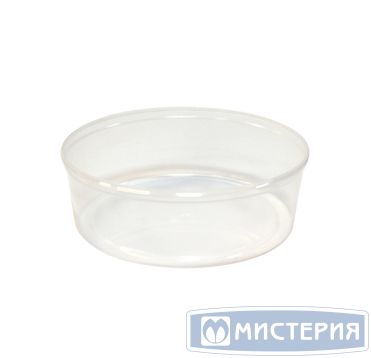 Контейнер для пресервов/мёда, 500мл, круглый, d 145мм, h 52мм, "банка", полупрозрачный, контрольный замок, ПП