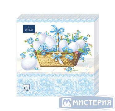 Салфетки 330х330 мм 3-сл., диз. "Пасхальная корзина", разноцв., бум., 20 шт/упак "Bouquet" 12 упак/кор РОССИЯ 37289