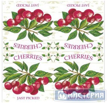 Салфетки 250х250 мм 1-сл., диз. "Вишня", разноцв., бум., 40 шт/упак "Desna Design" 32 упак/кор РОССИЯ 57463