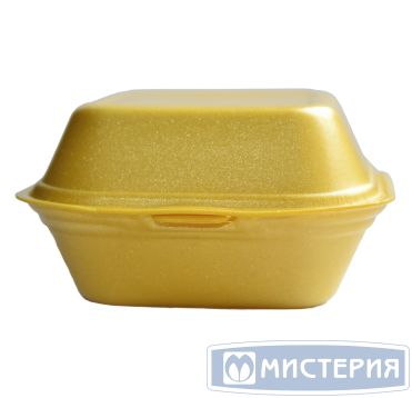 Коробка д/гамбургеров, квадратн., внеш. 125х125х70мм, внутр. 120х120х65мм, жёлт/бел, ВПС