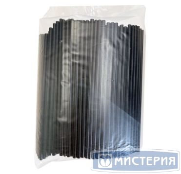 Трубочки для коктейлей 150 мм, d4 мм, черн., пласт. прямые, 500 шт/упак 30 упак/кор РОССИЯ 117043